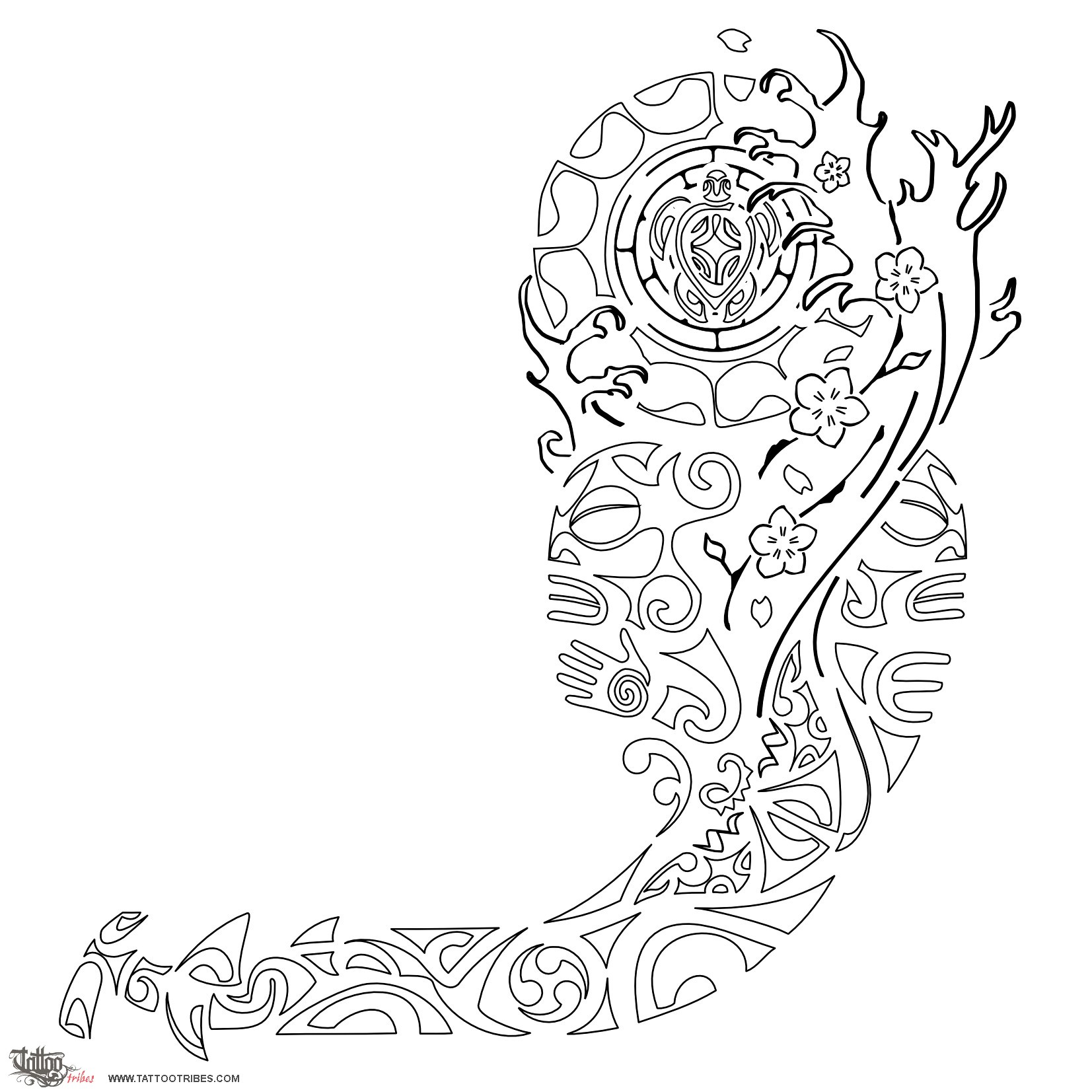 Stencil outline of Tangata, Man downloadable hi-res tattoo stencil