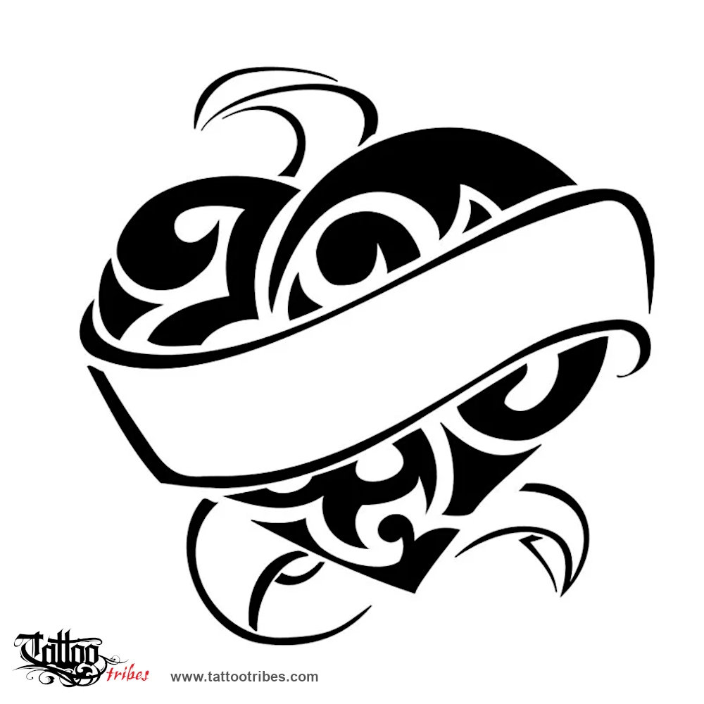 Tattoo image of Heart and banner, Devotion downloadable hi-res tattoo flash design