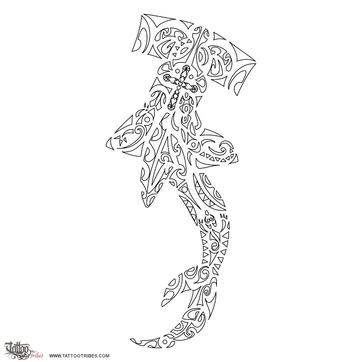 Stencil outline of Hiringa, Strength, determination downloadable hi-res tattoo stencil