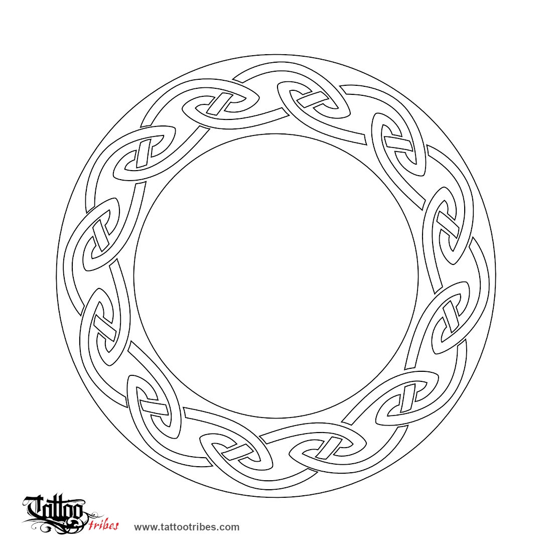Stencil outline of Celtic circle, Infinity, doorway downloadable hi-res tattoo stencil