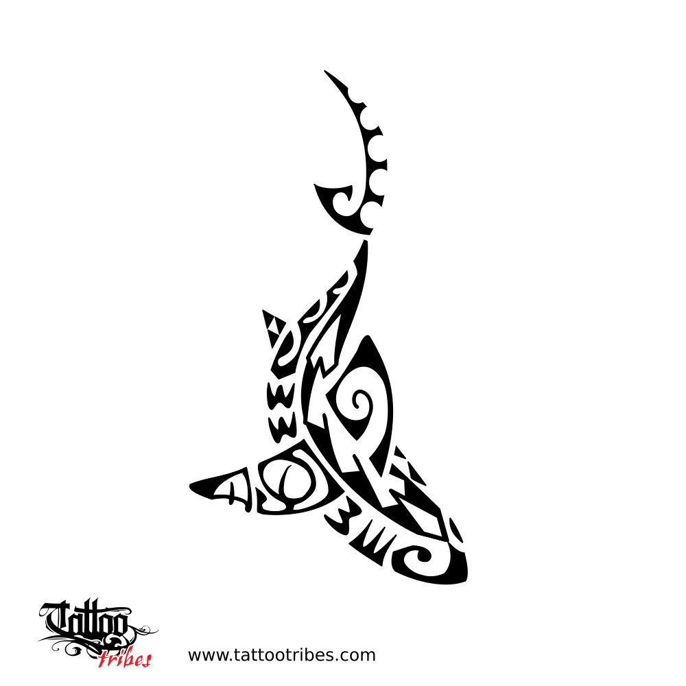 Small Polynesian shark tattoo for the forearm - flash design downloadable hi-res tattoo flash design
