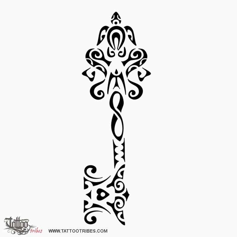 Tattoo image of Passe-partout, The key to happyness downloadable hi-res tattoo flash design