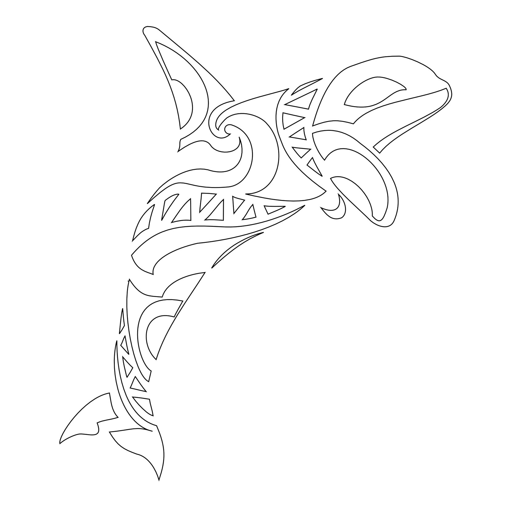 Stencil outline of Killer whale, Swift, lethal downloadable hi-res tattoo stencil