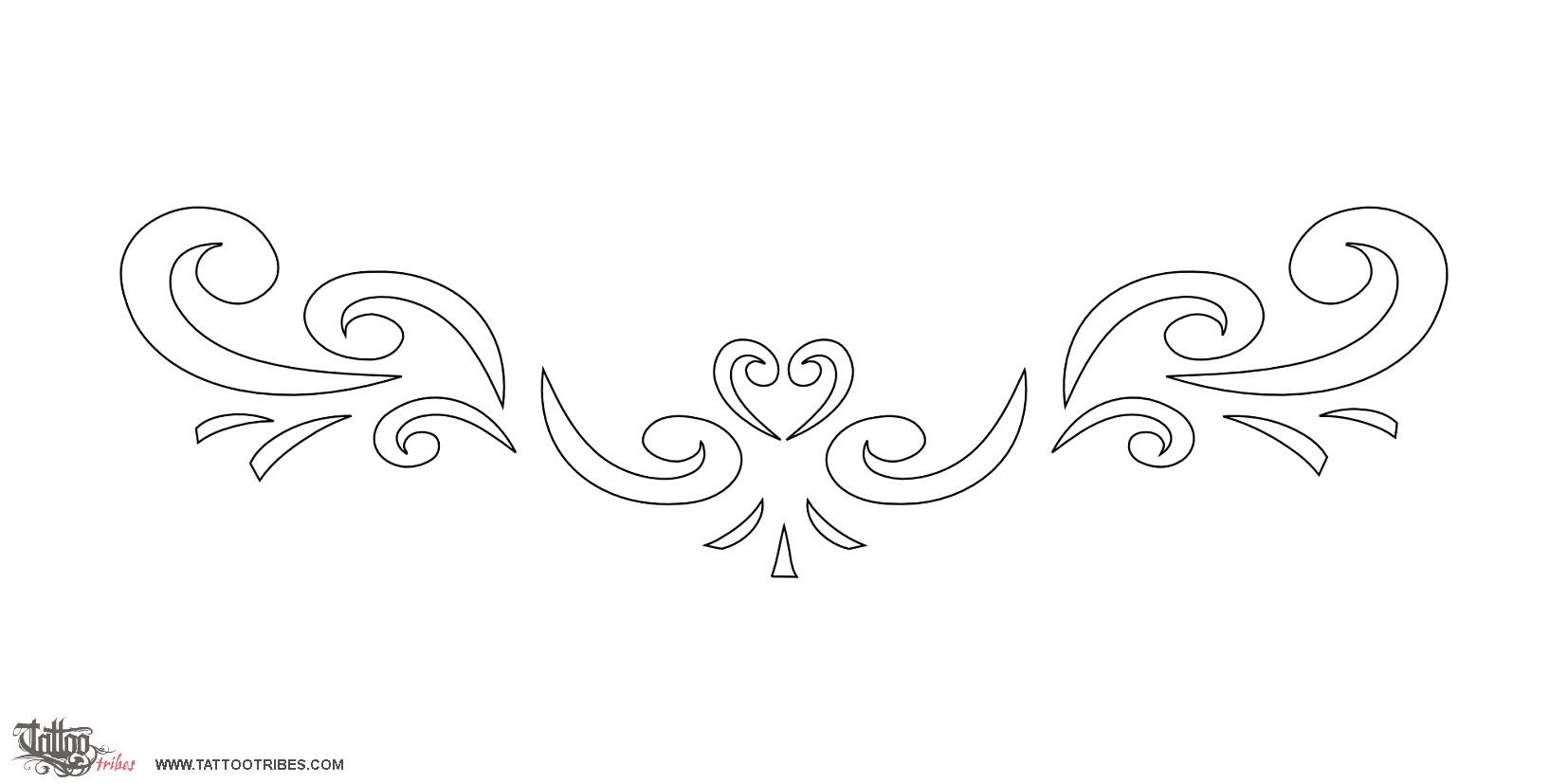 Stencil outline of Koru lower back, New life, continuity downloadable hi-res tattoo stencil