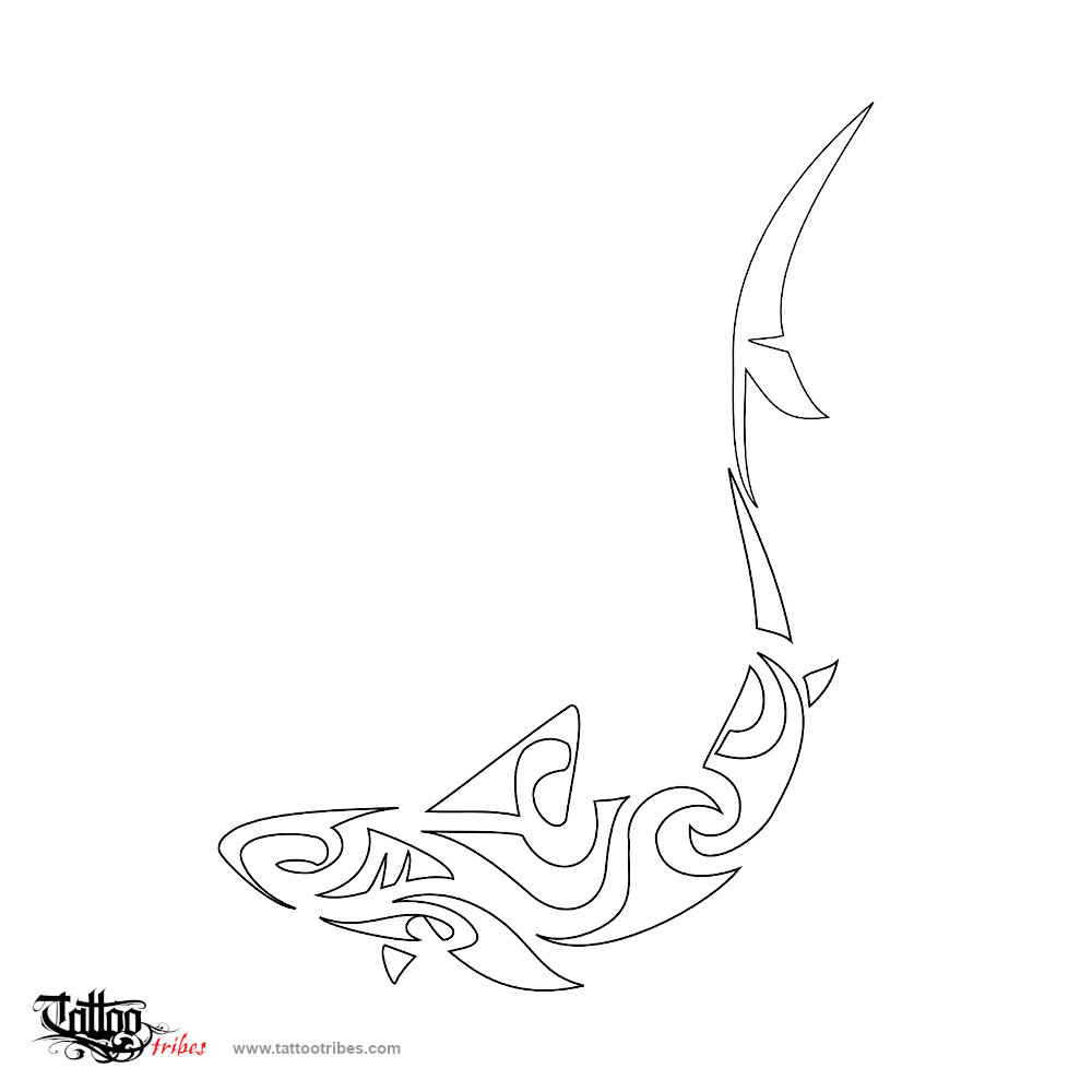 Stencil outline of Shark, Adaptability, speed downloadable hi-res tattoo stencil