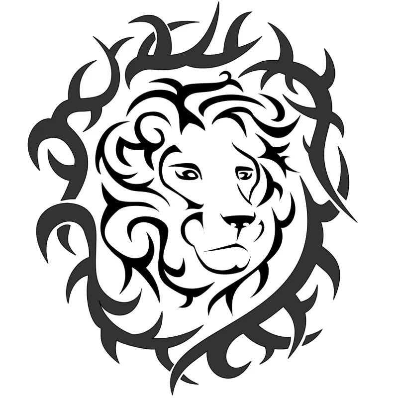 Tattoo image of Lion with tribal, Strength, nobility downloadable hi-res tattoo flash design