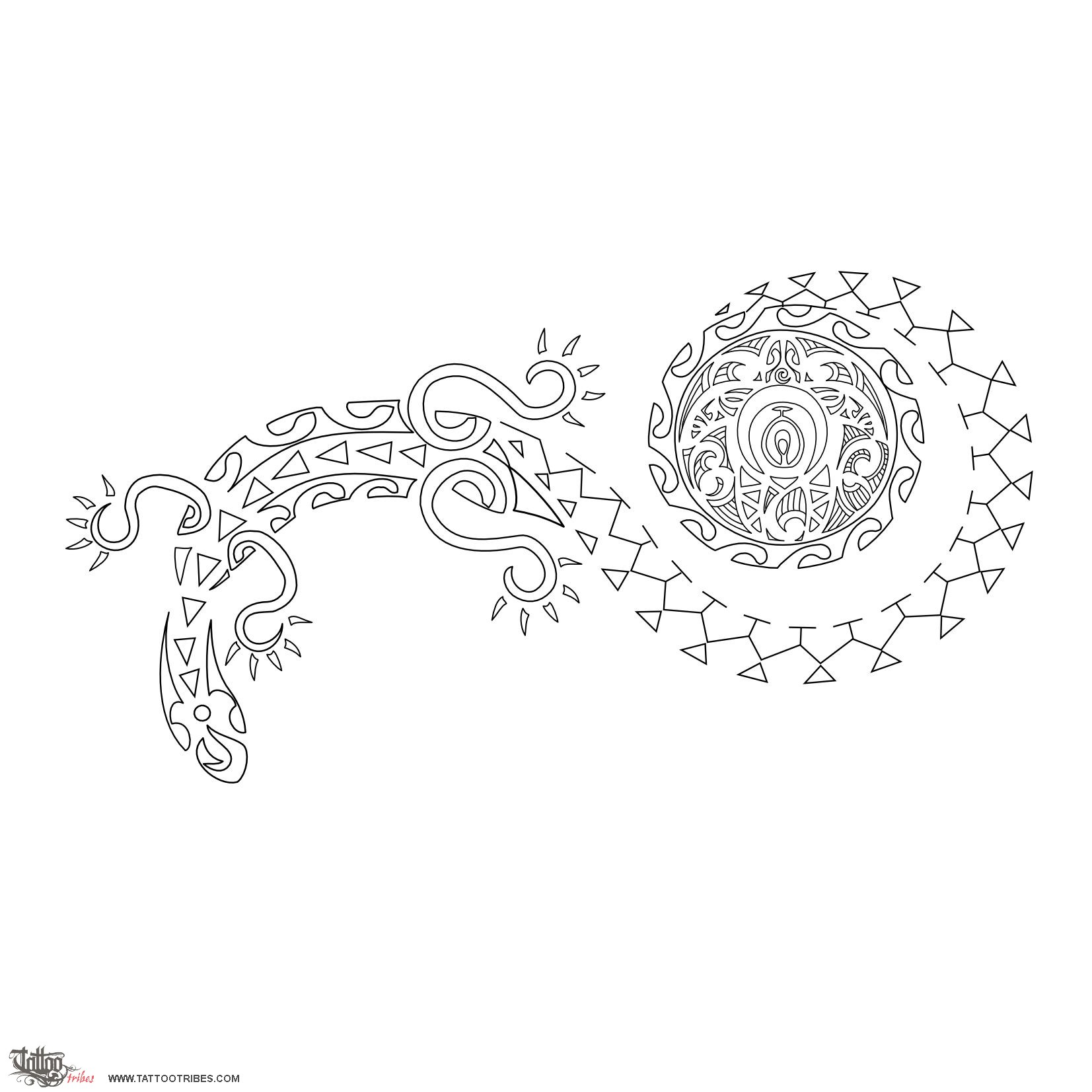 Stencil outline of Ra, Sun downloadable hi-res tattoo stencil