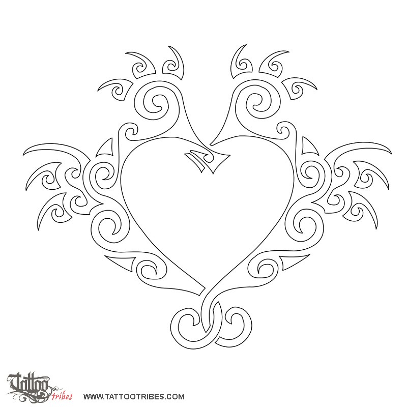 Stencil outline of Seahorses, Love, serenity downloadable hi-res tattoo stencil