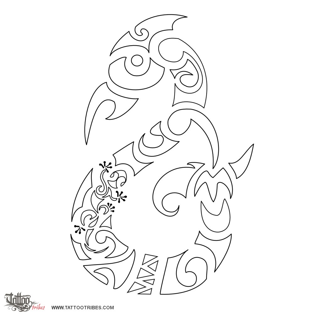 Stencil outline of Te Manaia, Guardian angel downloadable hi-res tattoo stencil