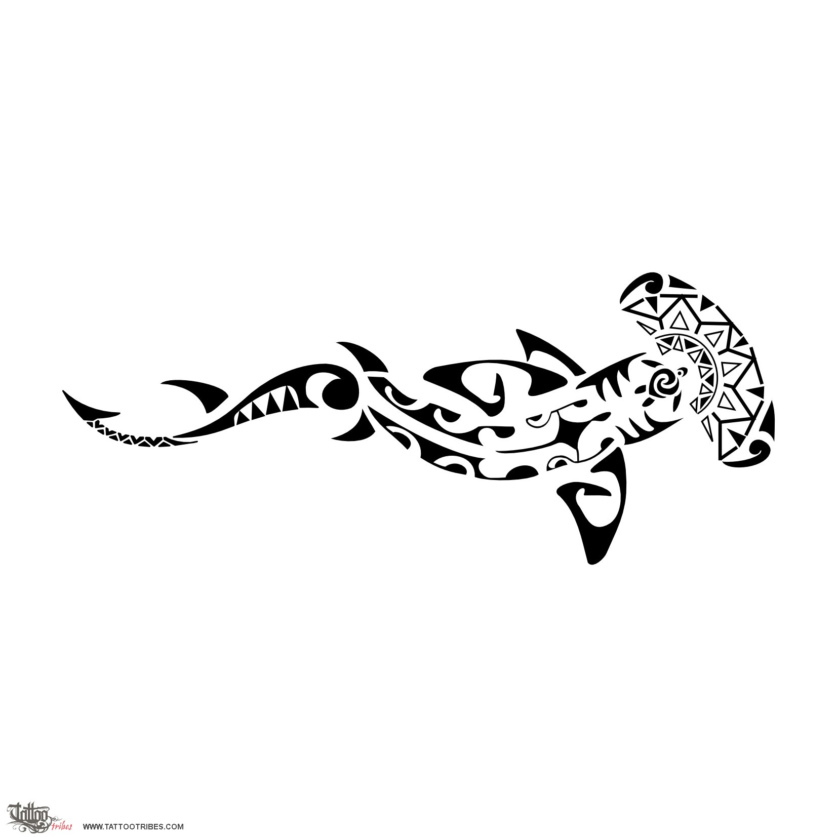 Tattoo image of Mangopare, Hammerhead shark downloadable hi-res tattoo flash design