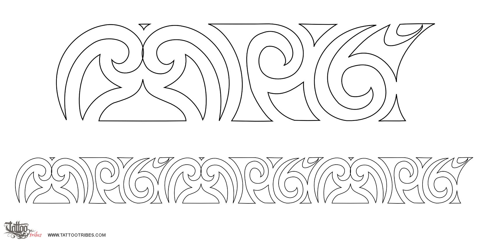 Stencil outline of Maori armband 1, MPG downloadable hi-res tattoo stencil