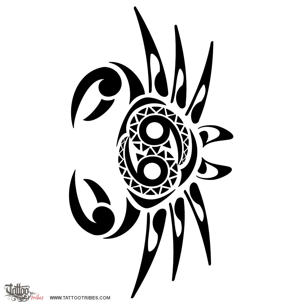 Tattoo image of Crab, Zodiac: cancer downloadable hi-res tattoo flash design