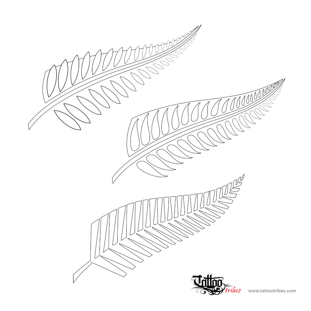 Stencil outline of Maori fern, Life, tranquillity downloadable hi-res tattoo stencil
