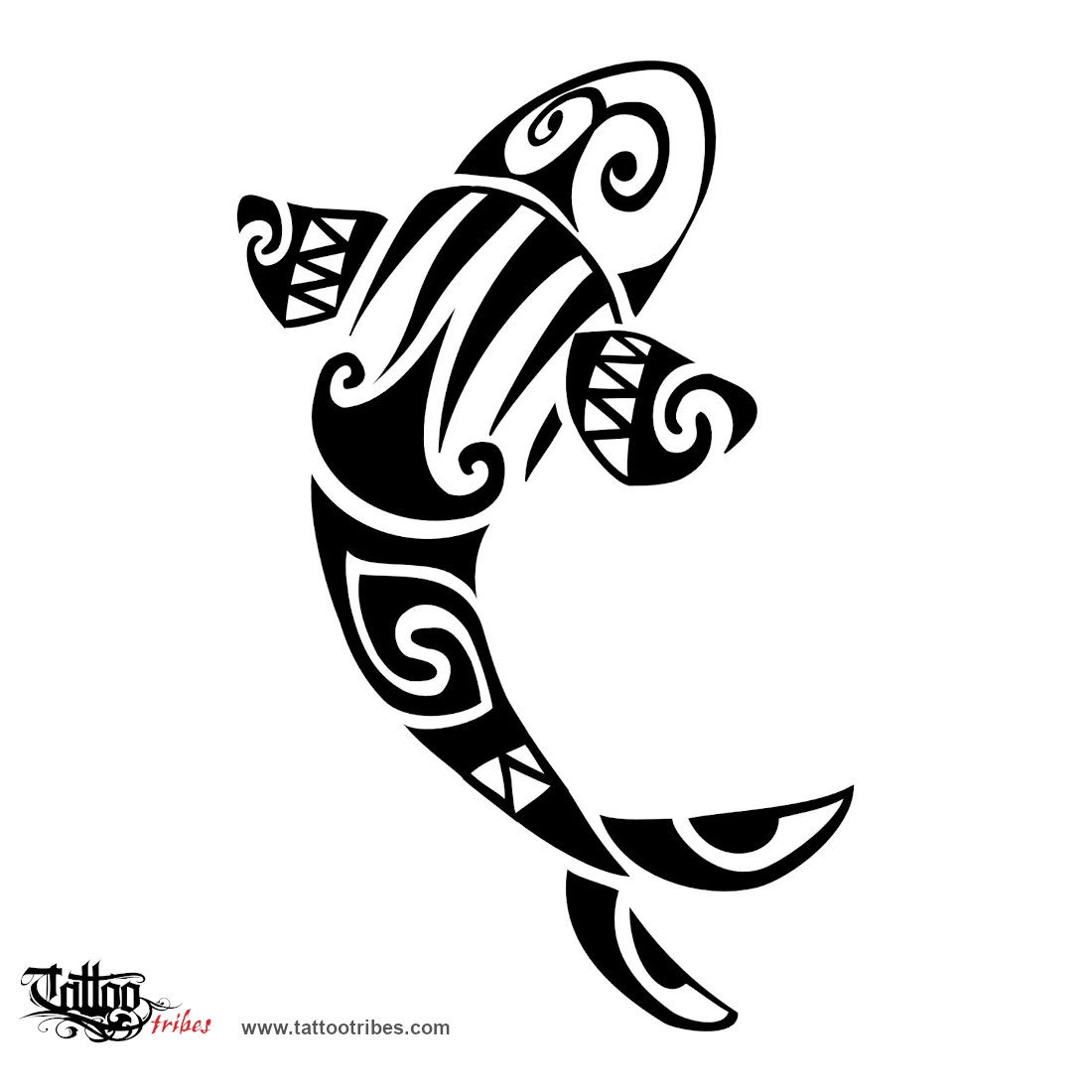 Tattoo image of Maori Koi, Perseverance downloadable hi-res tattoo flash design