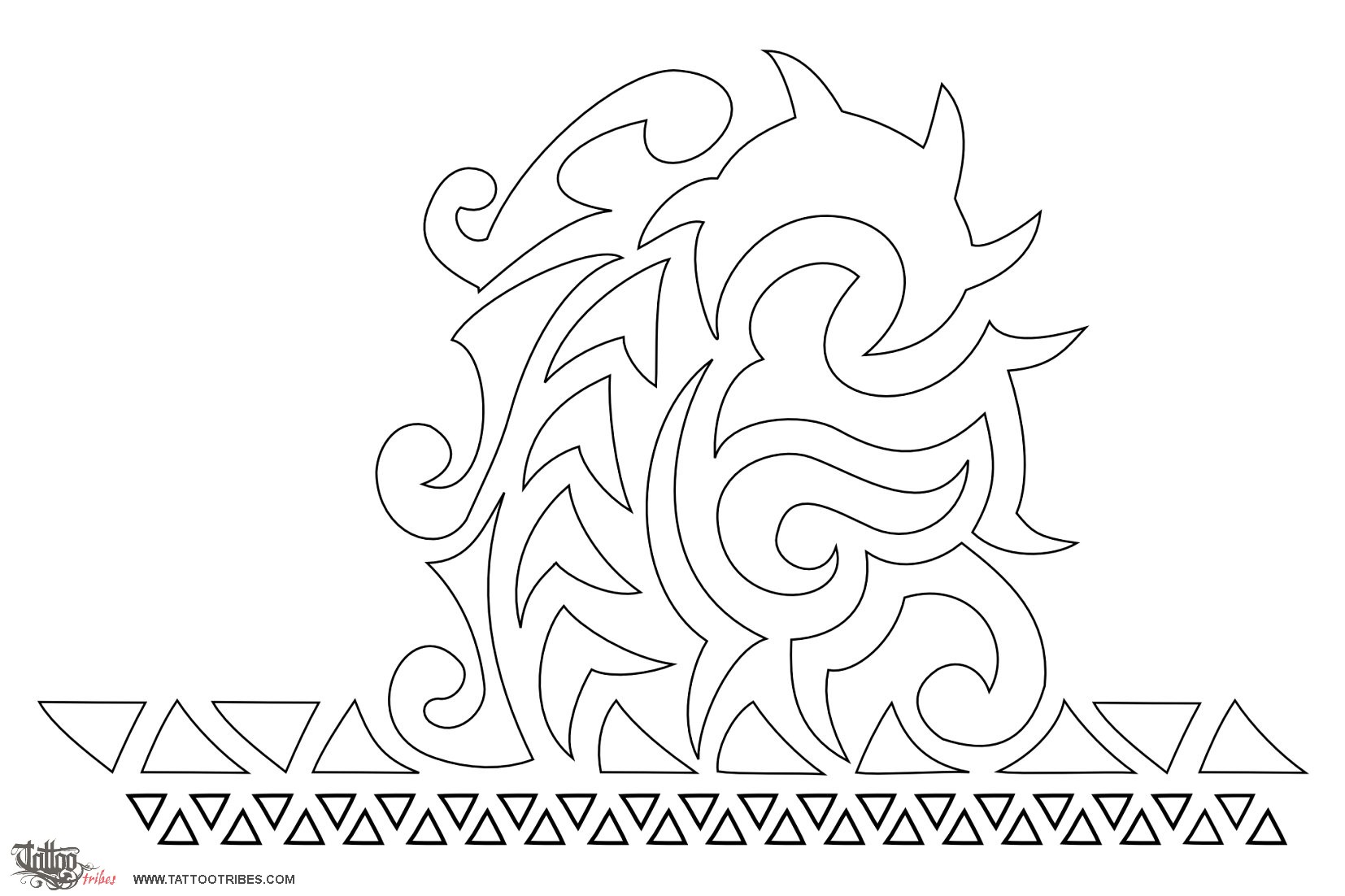 Stencil outline of Tribal-Maori half sleeve, Build on the past downloadable hi-res tattoo stencil