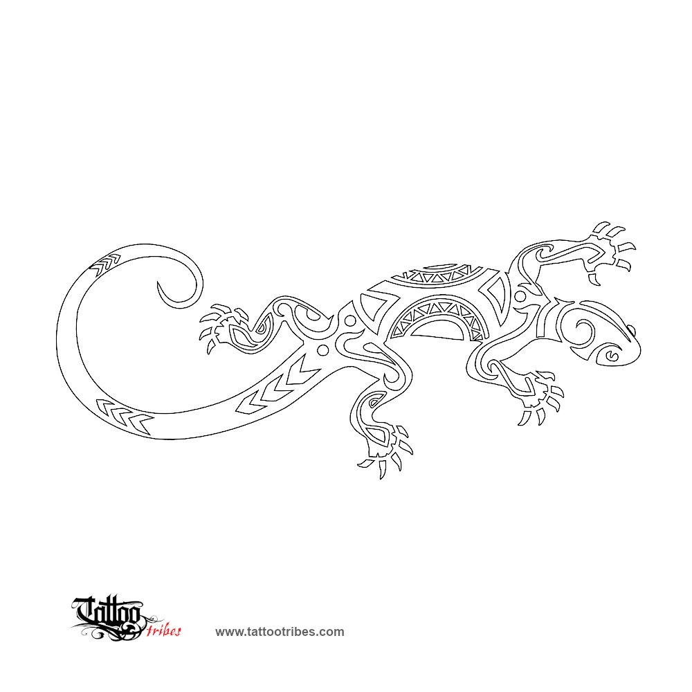 Stencil outline of Lizard downloadable hi-res tattoo stencil