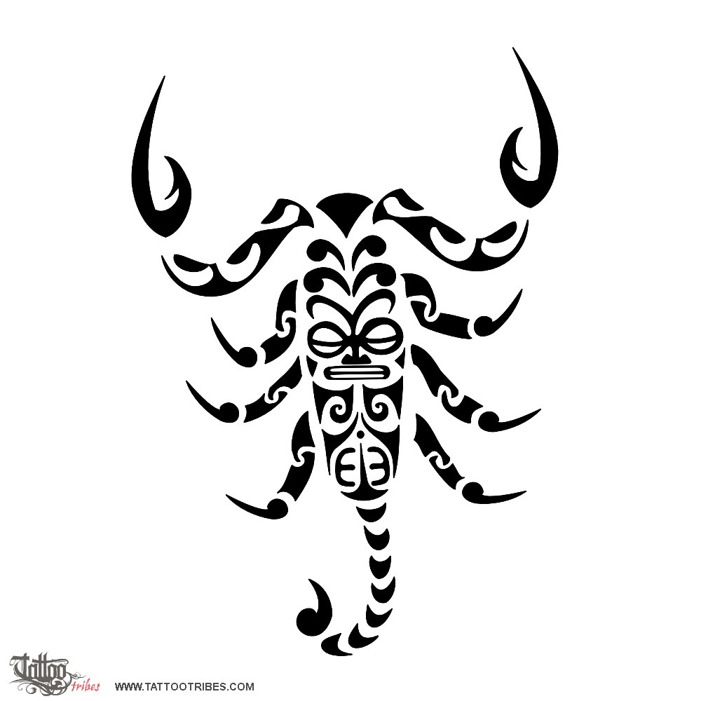 Tattoo image of Scorpion Tahiti-styled, Life and death downloadable hi-res tattoo flash design