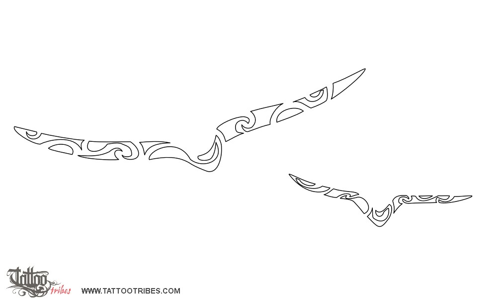 Stencil outline of Seagulls, Freedom downloadable hi-res tattoo stencil