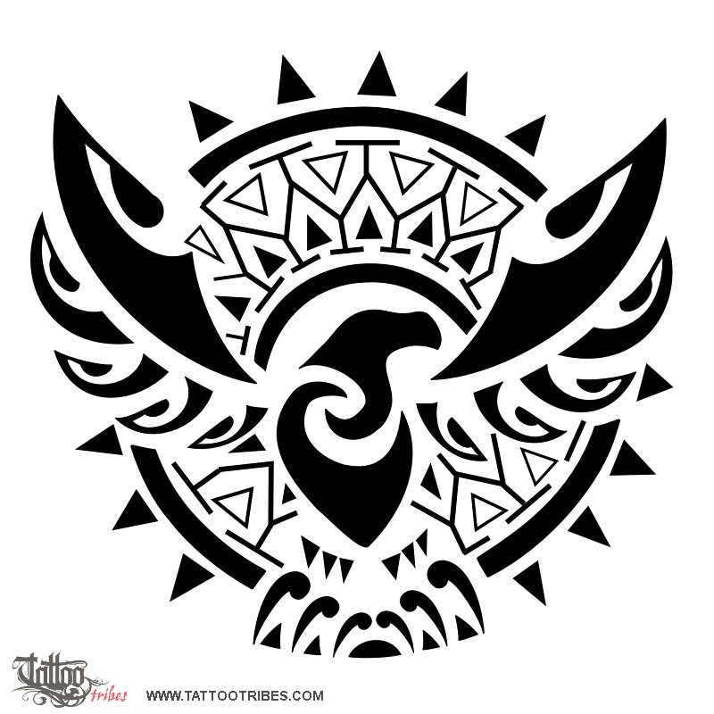 Tattoo image of Sun and eagle, Supremacy downloadable hi-res tattoo flash design
