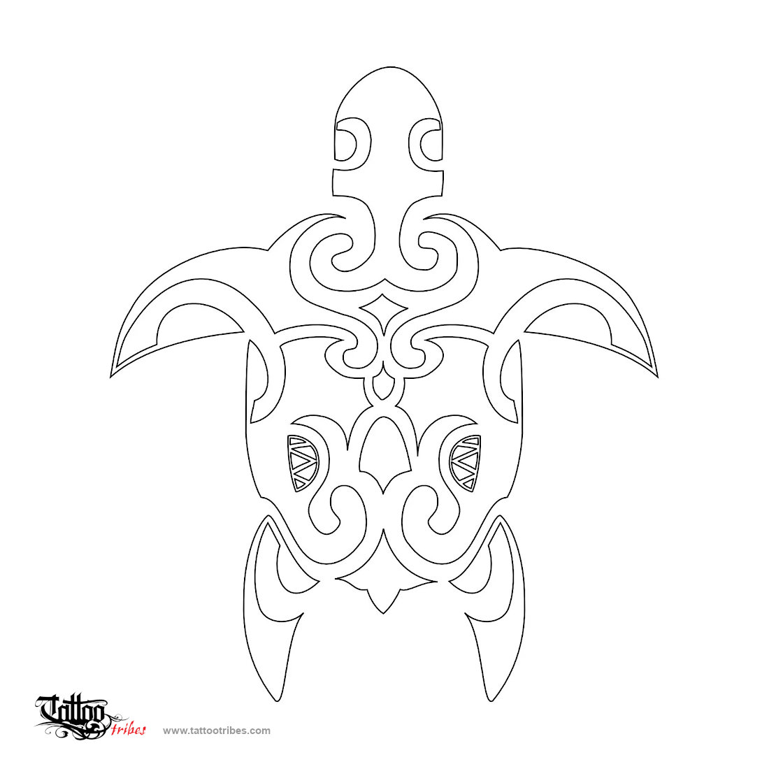 Stencil outline of Turtle, Navigator, family downloadable hi-res tattoo stencil