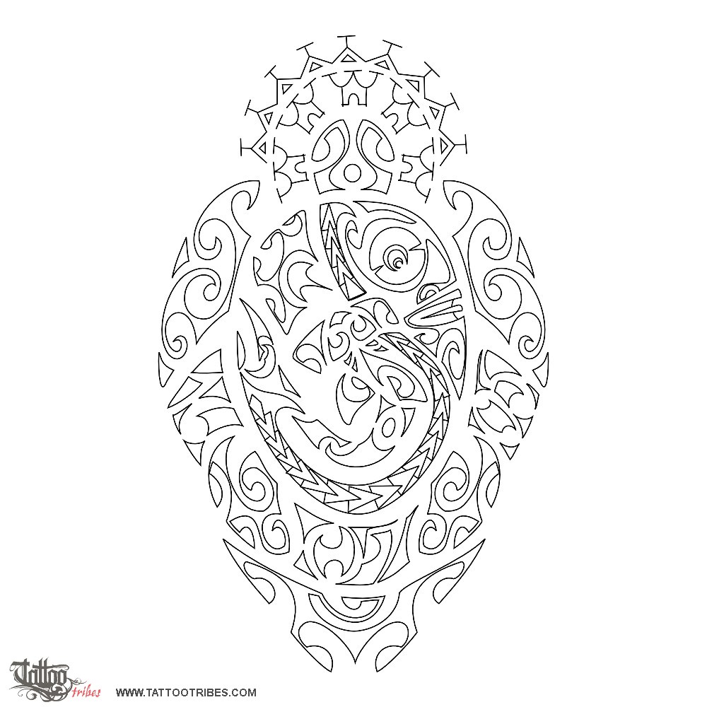 Stencil outline of Marohirohi, Tenacious, determined downloadable hi-res tattoo stencil