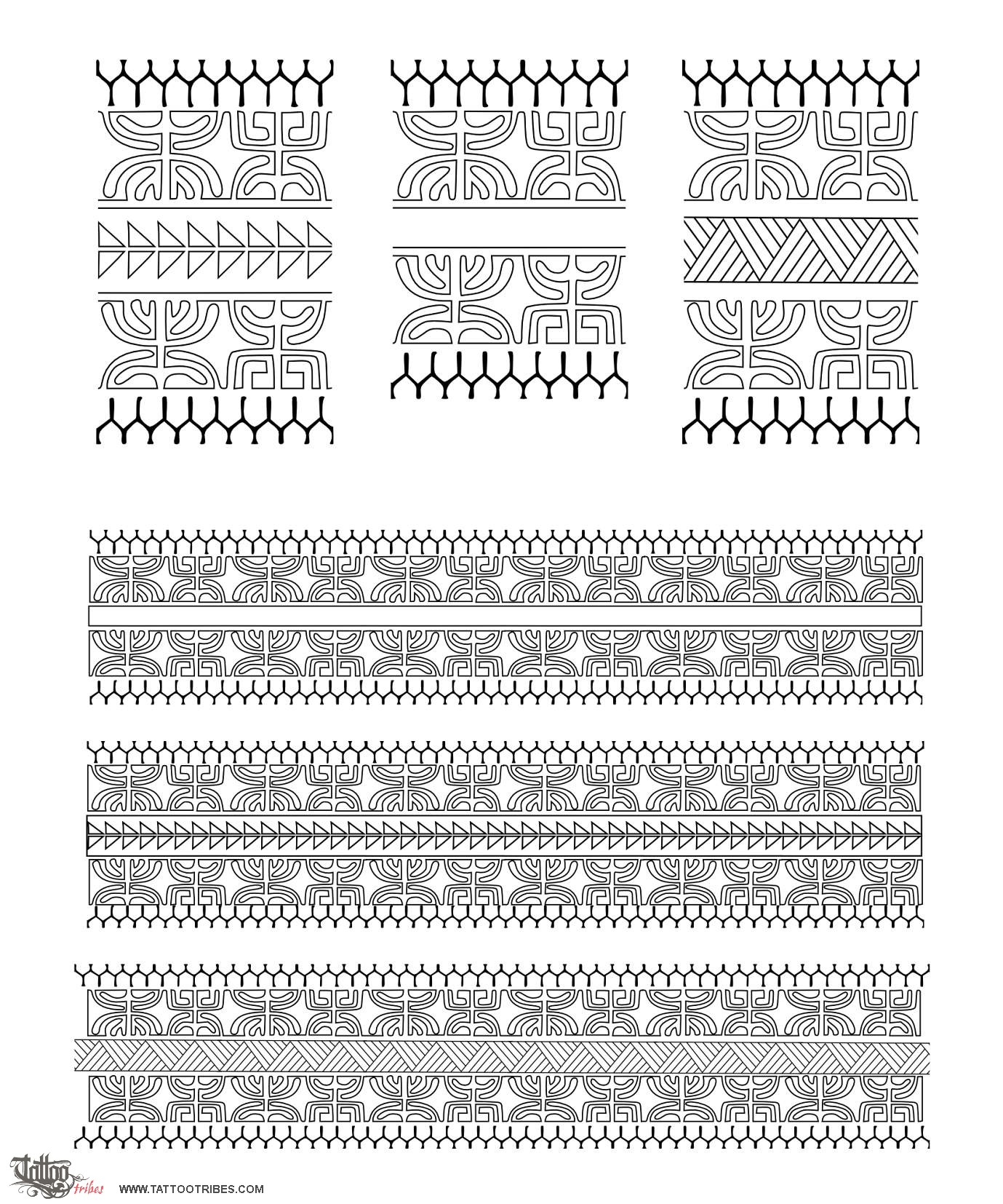 Stencil outline of Marquesan armbands, Traditional motifs downloadable hi-res tattoo stencil