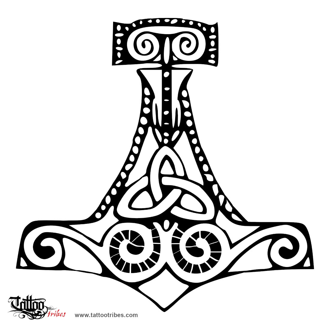 Tattoo image of Mjolnir, Protection downloadable hi-res tattoo flash design