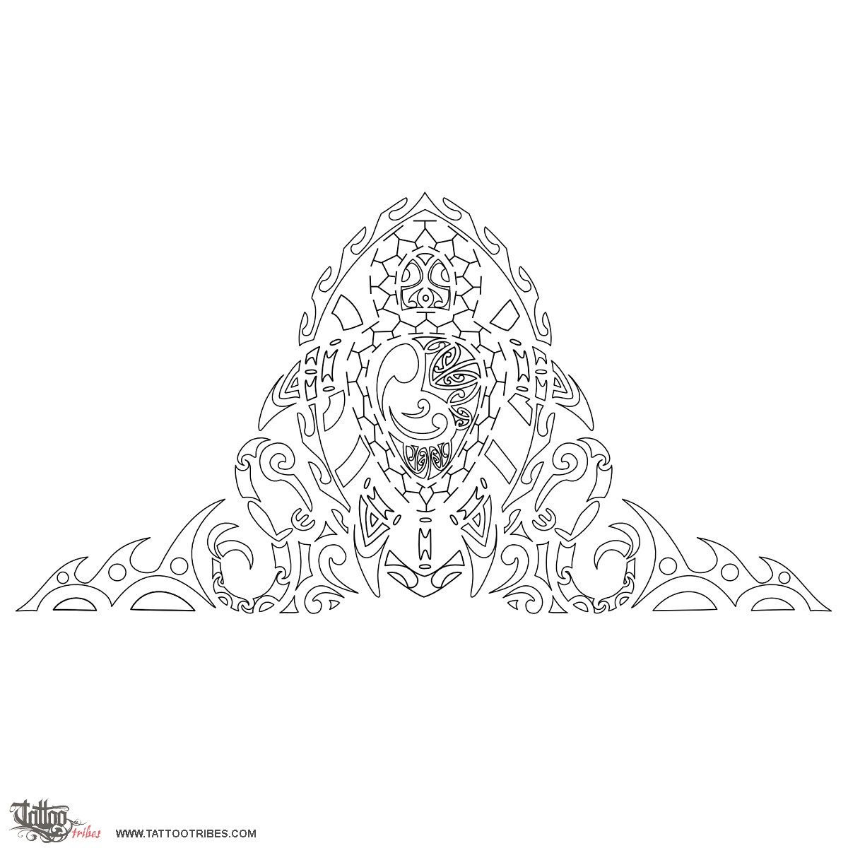 Stencil outline of Whaea, Mother downloadable hi-res tattoo stencil