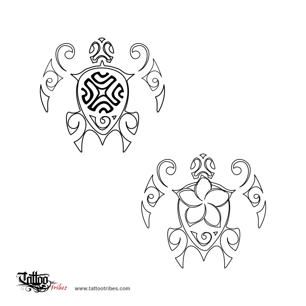 Stencil outline of Turtles, New beginning downloadable hi-res tattoo stencil