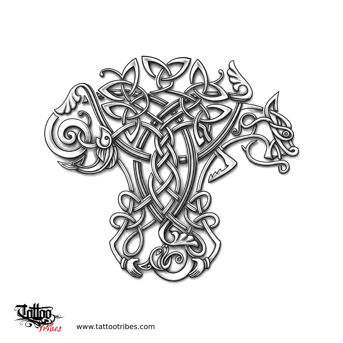 Celtic oak tree tattoo flash downloadable hi-res tattoo flash design