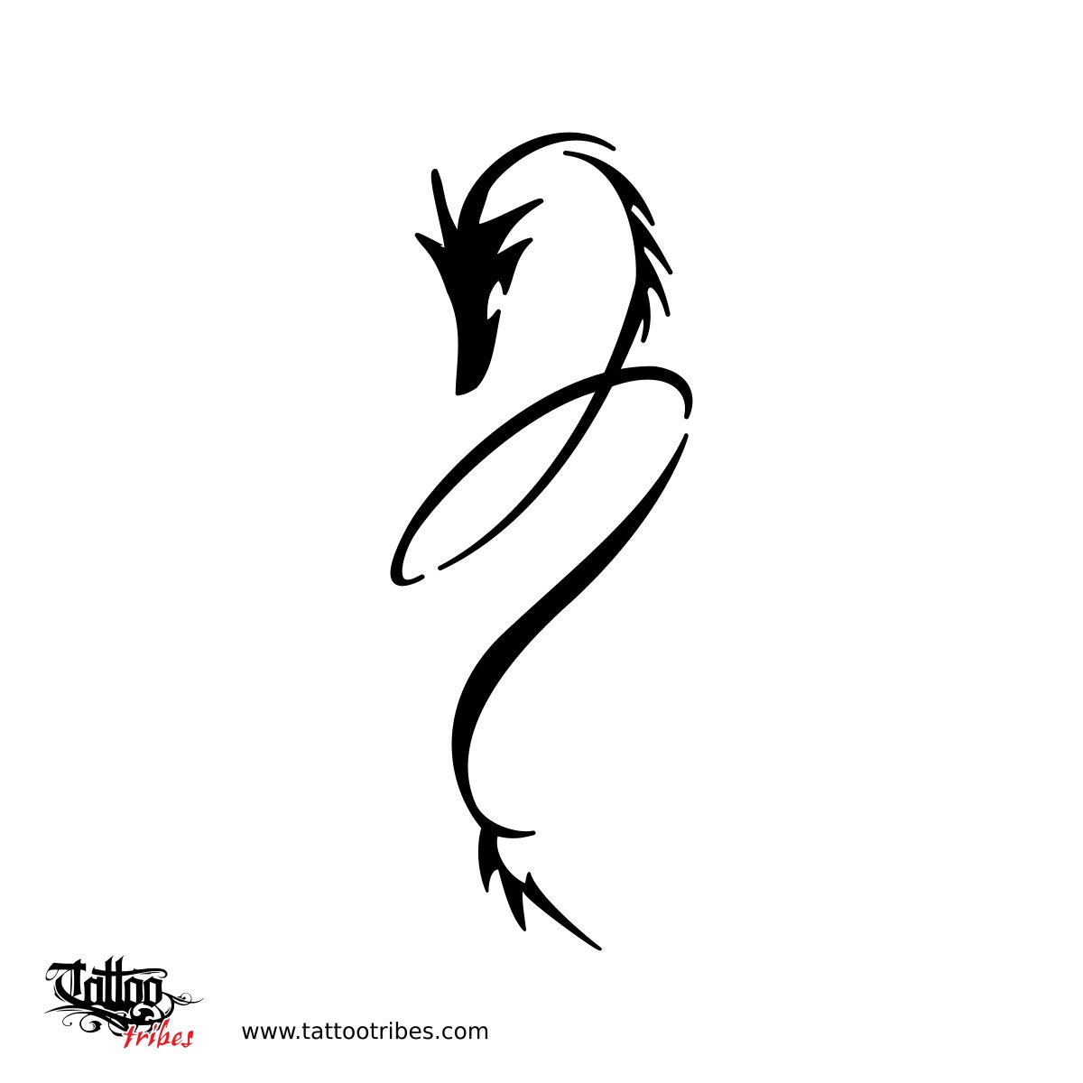 Small feminine and bold tribal dragon tattoo flash downloadable hi-res tattoo flash design