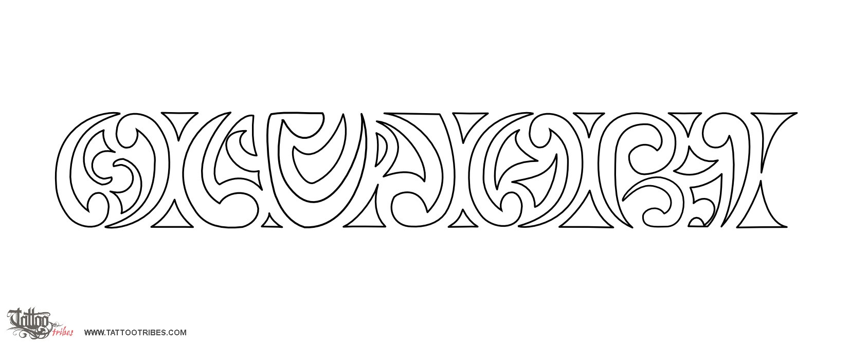 Stencil outline of Maorigram, Olujobi downloadable hi-res tattoo stencil