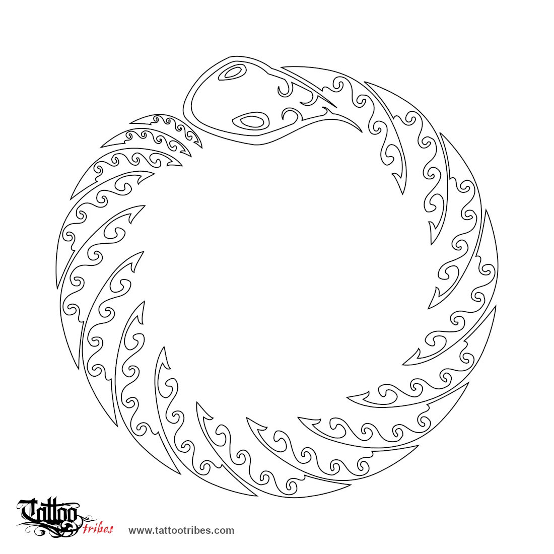 Stencil outline of Ouroboros, Eternity downloadable hi-res tattoo stencil