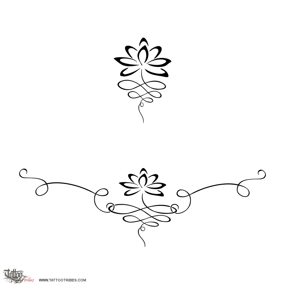 Tattoo image of Lotus lower back, Perfect balance downloadable hi-res tattoo flash design