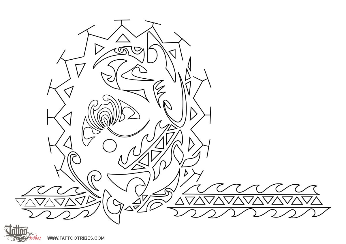 Stencil outline of Tuakiri, Personality downloadable hi-res tattoo stencil