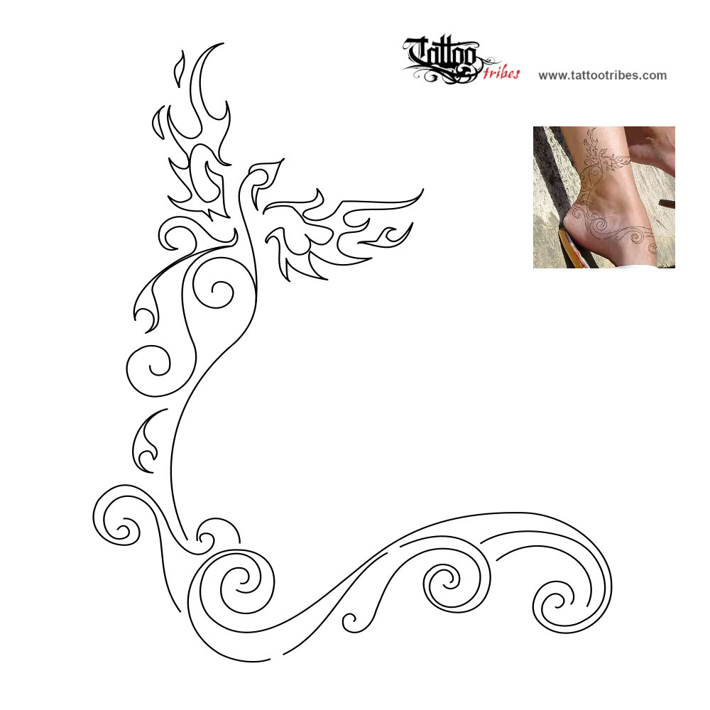 Tattoo image of Phoenix from waves, Rebirth, new start downloadable hi-res tattoo flash design