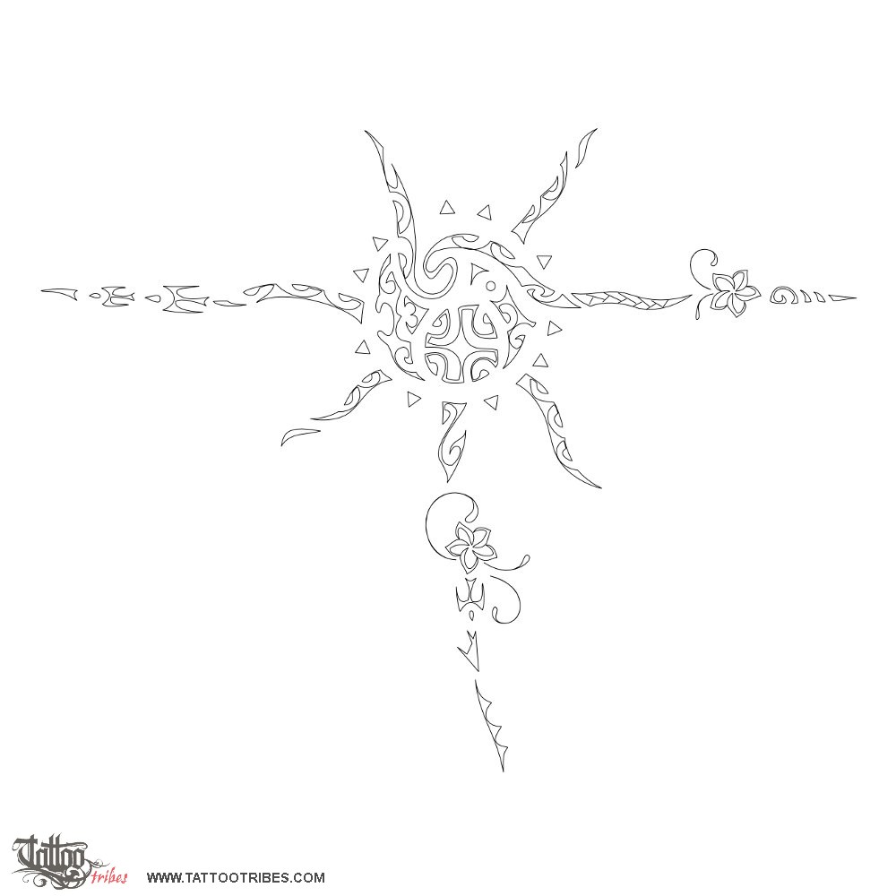 Stencil outline of Hihi o te Ra, Sunbeams downloadable hi-res tattoo stencil