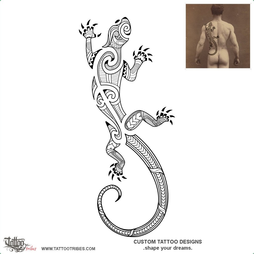 Tattoo image of Mana atua lizard, Power from the gods downloadable hi-res tattoo flash design