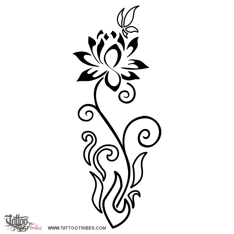 Tattoo image of Healing lotus, Relief downloadable hi-res tattoo flash design