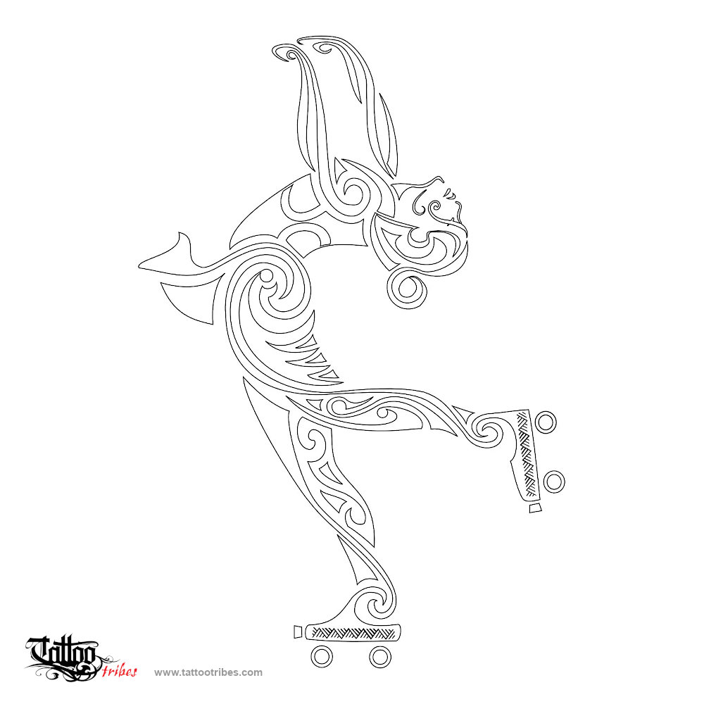 Stencil outline of Roller girl, Requested by Simone downloadable hi-res tattoo stencil