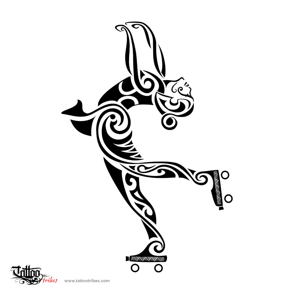 Tattoo image of Roller girl, Requested by Simone downloadable hi-res tattoo flash design