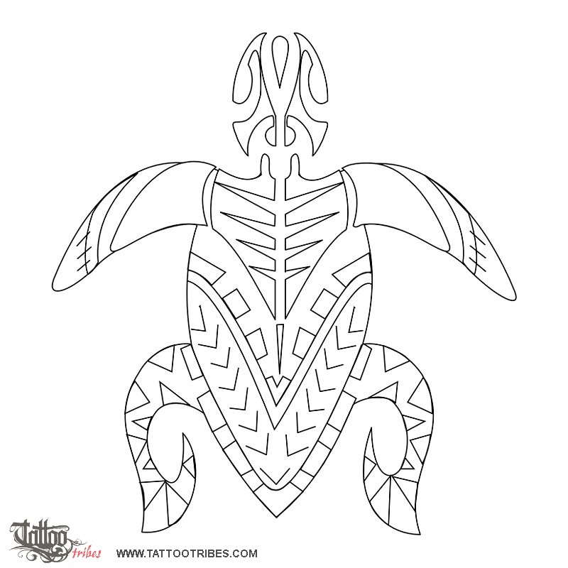 Stencil outline of Samoan turtle, Freedom, protection downloadable hi-res tattoo stencil