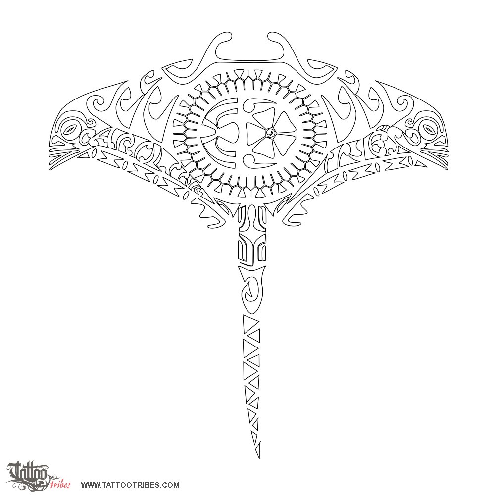 Stencil outline of Tangata hi ika, Fisherman downloadable hi-res tattoo stencil