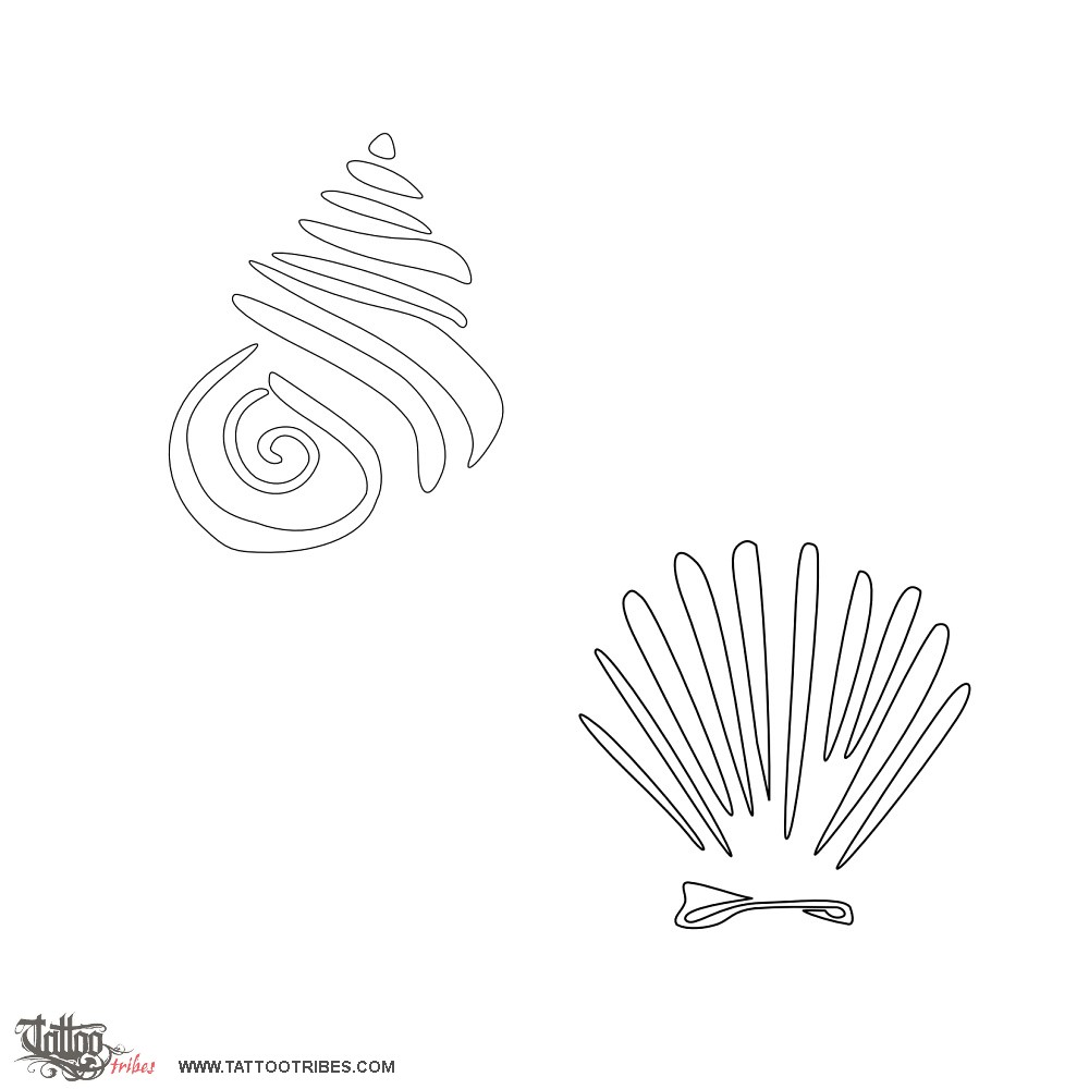 Stencil outline of Shells, Love and protection downloadable hi-res tattoo stencil