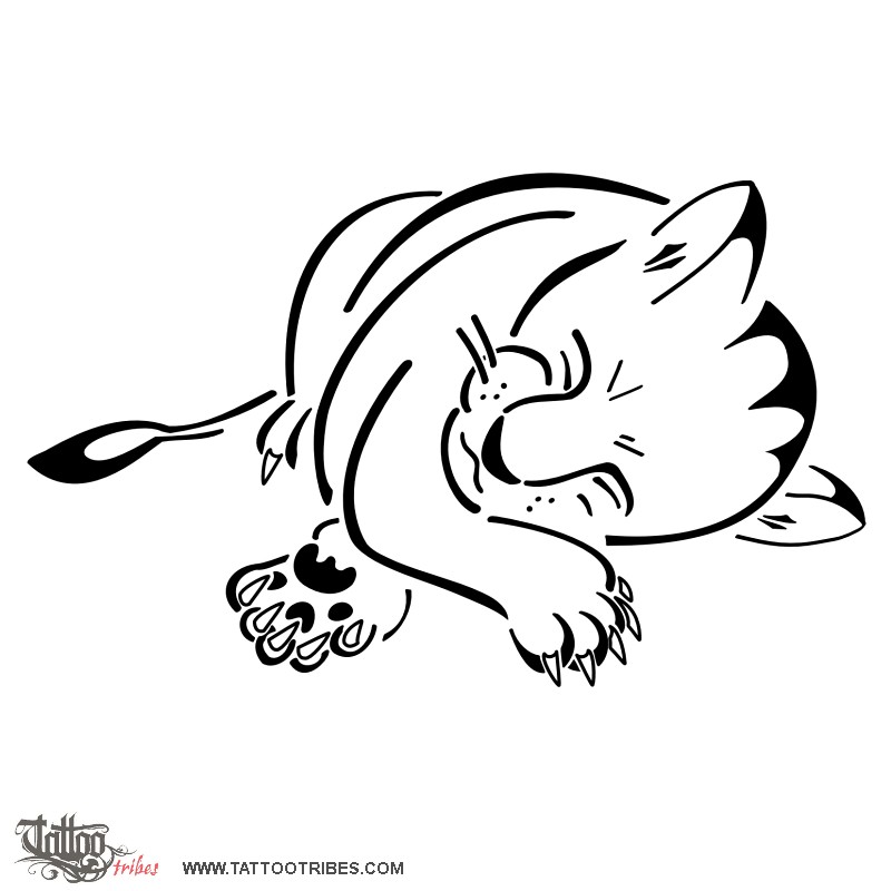 Tattoo image of Lion cub, Sweet but combative downloadable hi-res tattoo flash design