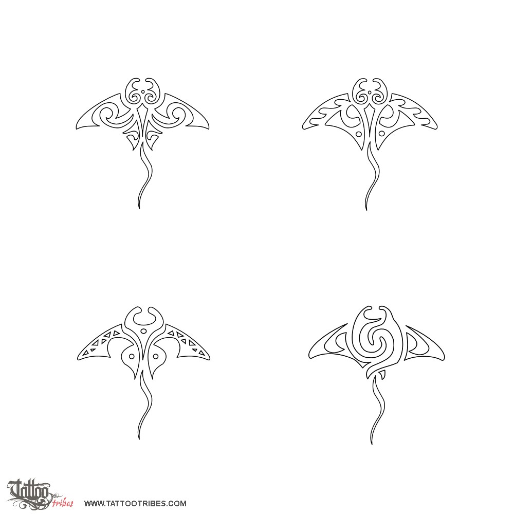 Stencil outline of Small mantas, Freedom, elegance downloadable hi-res tattoo stencil
