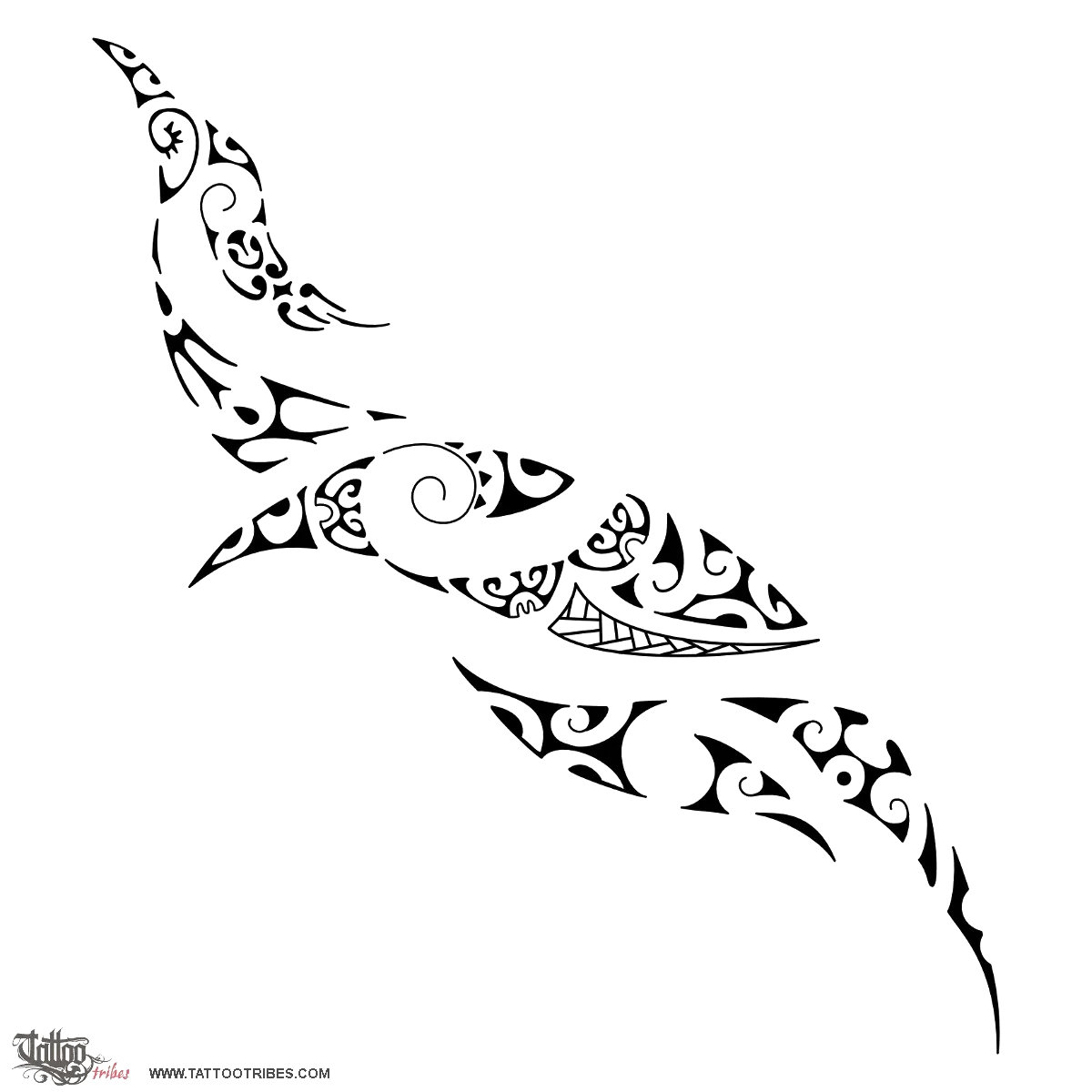 Tattoo image of Paikea, Humpback whale downloadable hi-res tattoo flash design