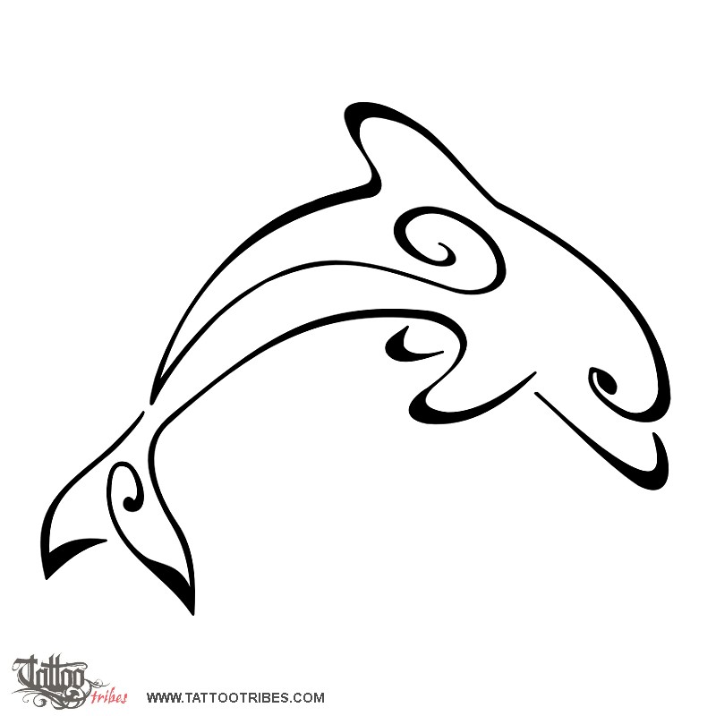Tattoo image of Stylized dolphin, Friendship, joy downloadable hi-res tattoo flash design