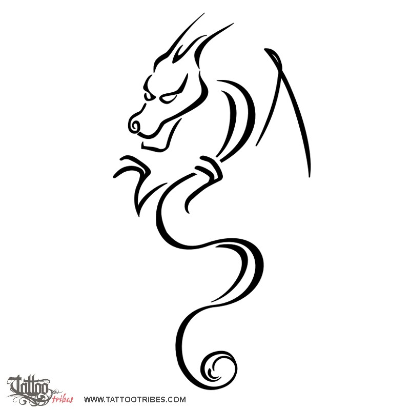 Tattoo image of Stylized dragon, Strength, protection downloadable hi-res tattoo flash design