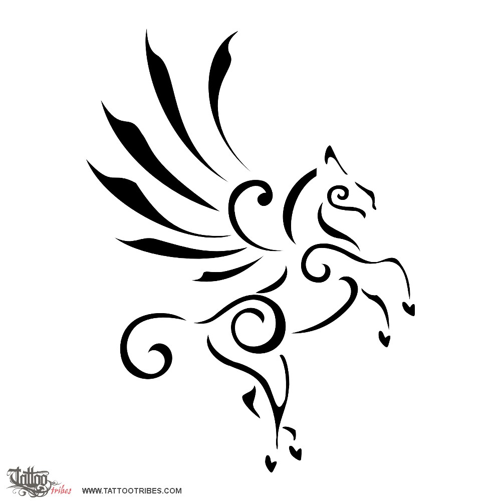Tattoo image of Stylized Pegasus, Inspiration, elevation downloadable hi-res tattoo flash design